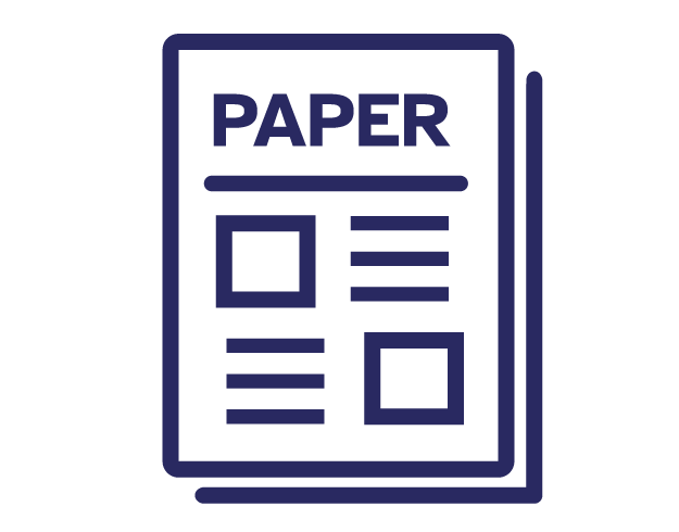 pictogram of a paper page refering to research papers and newspapers